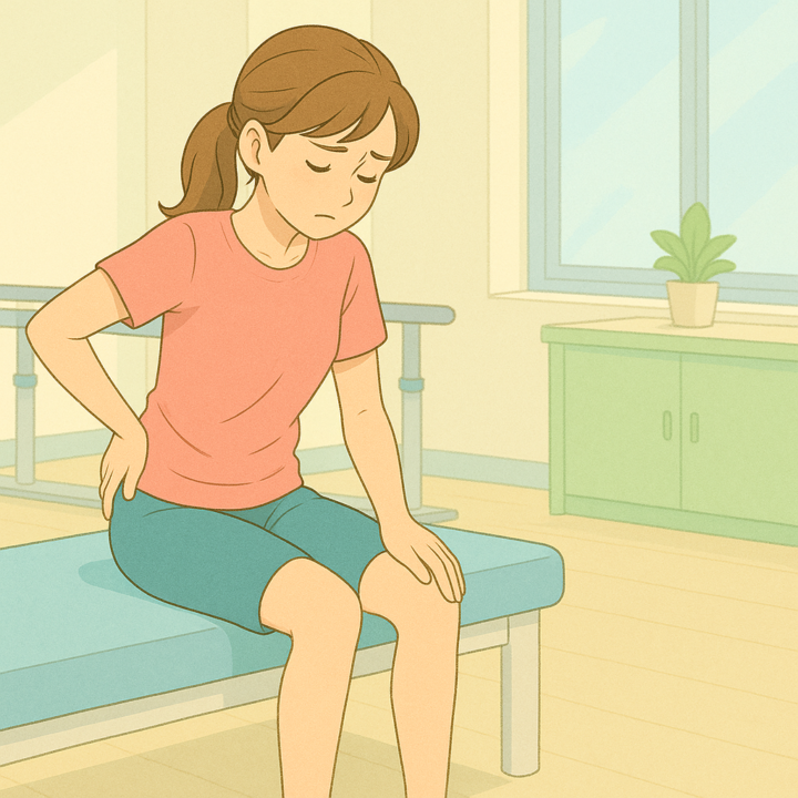 膝と腰の不調があり落ち込む女性