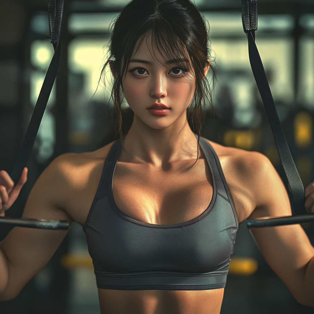 筋トレを楽しんでいる女性