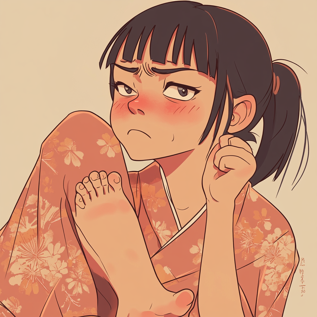 外反母趾で痛そうな女性