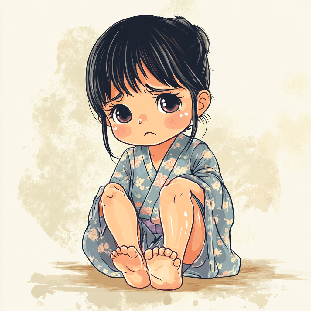 外反母趾で悩む　少女　