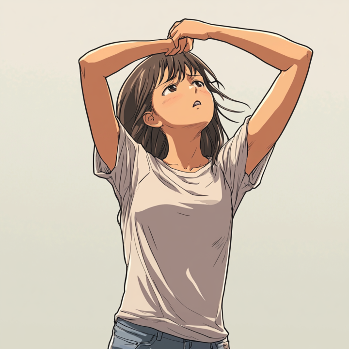 肩の動きが気になる女性