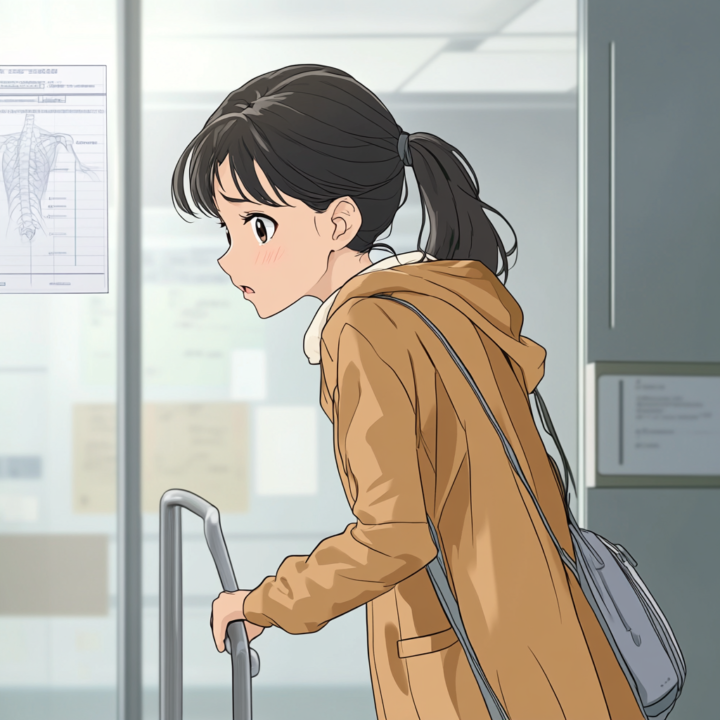 歩行が困難な腰が痛い女性