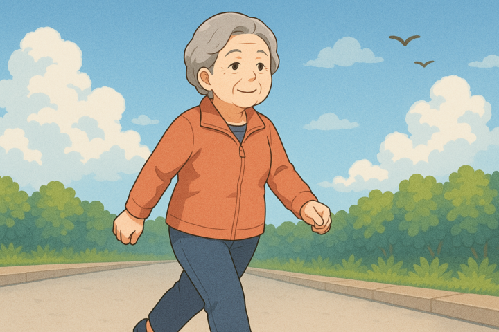 休まずに歩けた喜びがある60代女性
