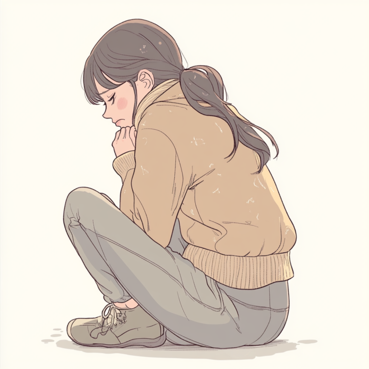 尻もちをついた女性