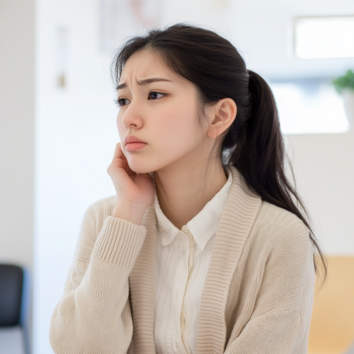 首の痛みに悩んで整体を探す女性