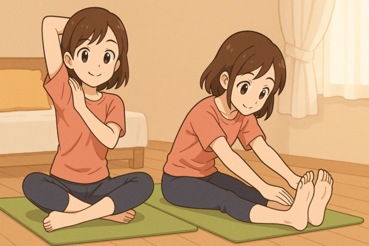 朝も体もスッキリ目覚める!やさしい肩と足のウォームアップ