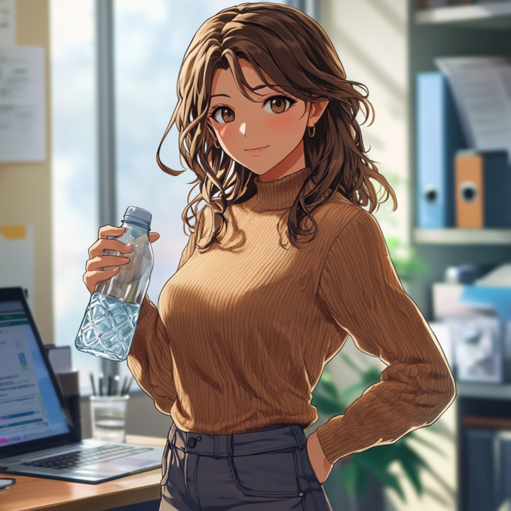 便秘解消のため水分をしっかりと取る女性