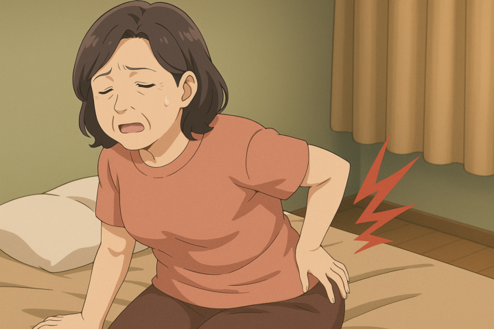 寝ていただけなのに腰が痛み女性