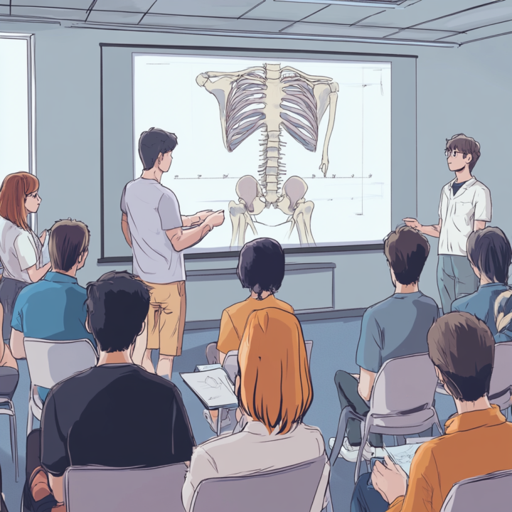 骨盤などの情報をセミナーで学んでいる