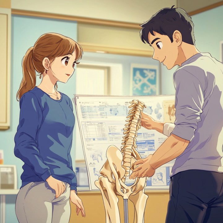 仙腸関節の調整を学んでいる女性