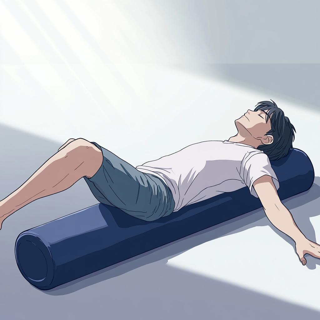 ストレッチポール　男性　仰向けで背骨のコンディショニング