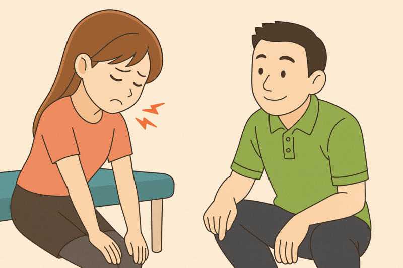 痛そうにしている女性