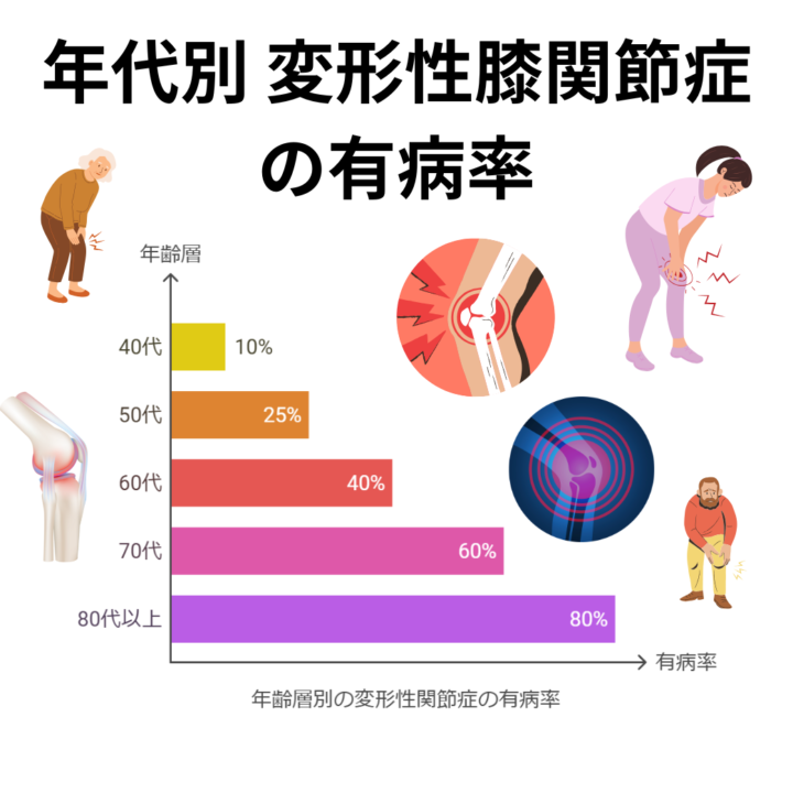 変形性膝関節症の有病率　高齢者80％