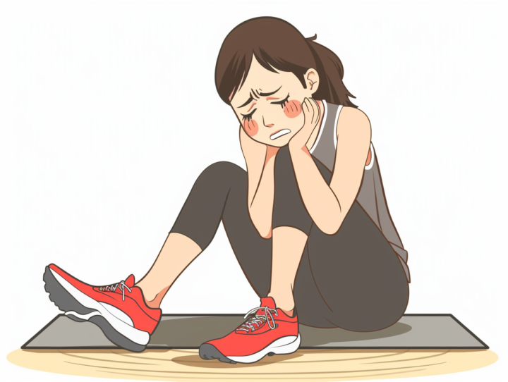 足裏が痛そうな女性ランナー