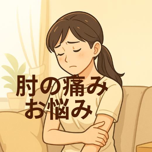 肘の痛み　悩んでいる女性　整体か鍼灸かを悩んでいる