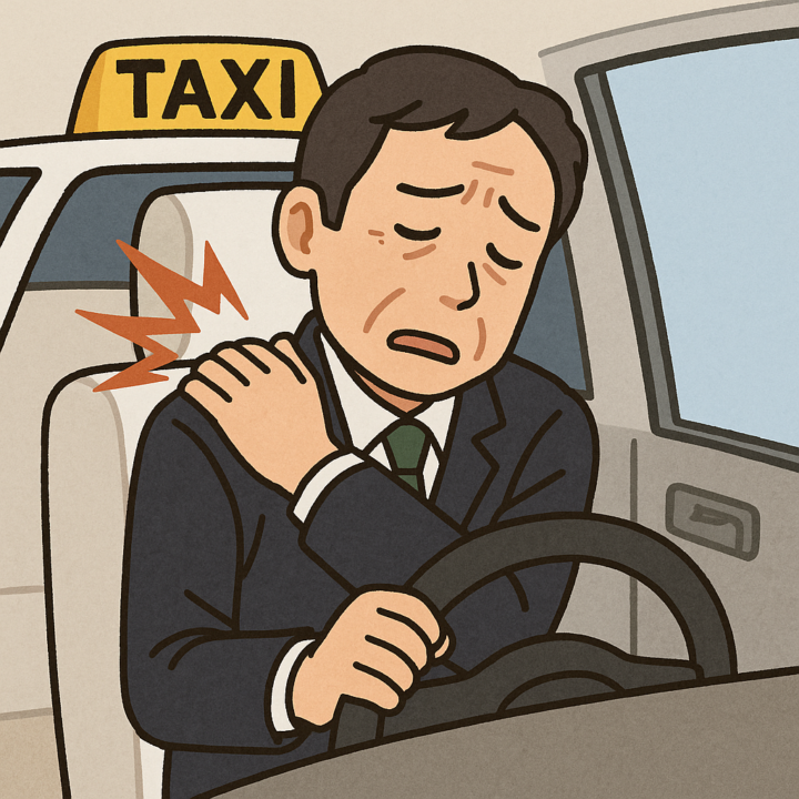 肩こりで悩んいるタクシー運転手