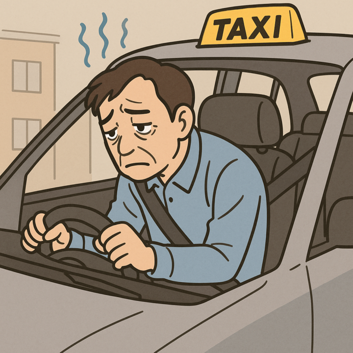 タクシー運転手で背中が辛く猫背になっている