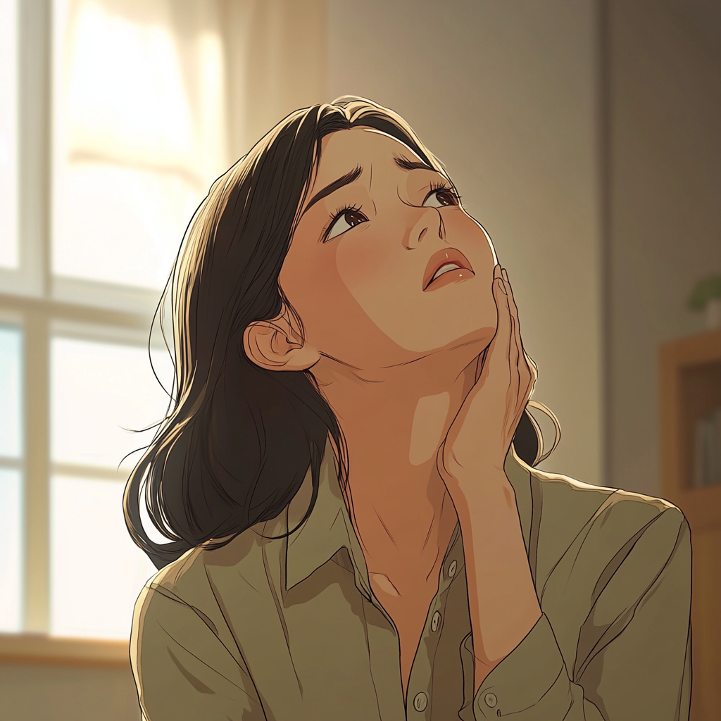 長い時間、首を上に向けていると首が痛くなります。
