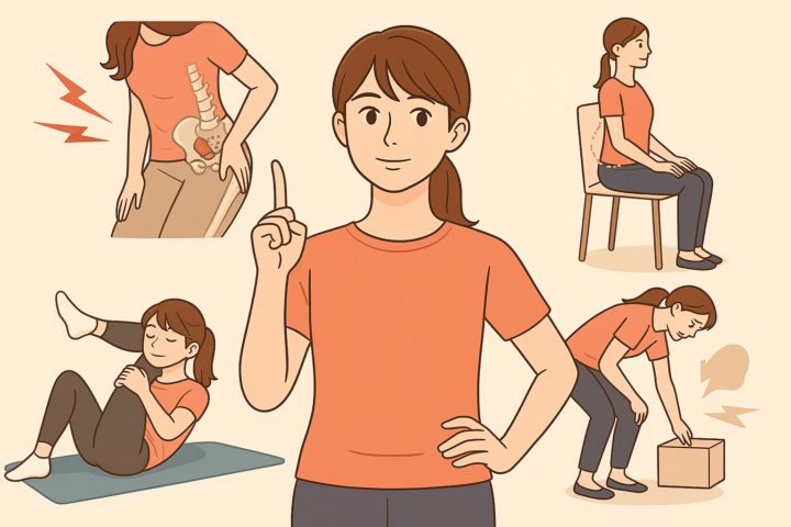 床に座ってストレッチする若い女性。両手で片膝を抱え、リラックスした表情で股関節周囲の柔軟性を高める姿勢を取っている。