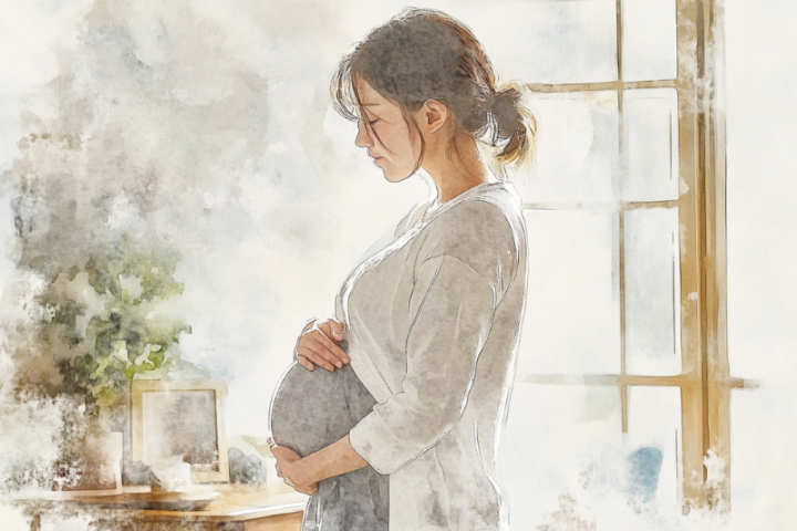 妊娠に伴う腰部痛を経験している妊婦。
