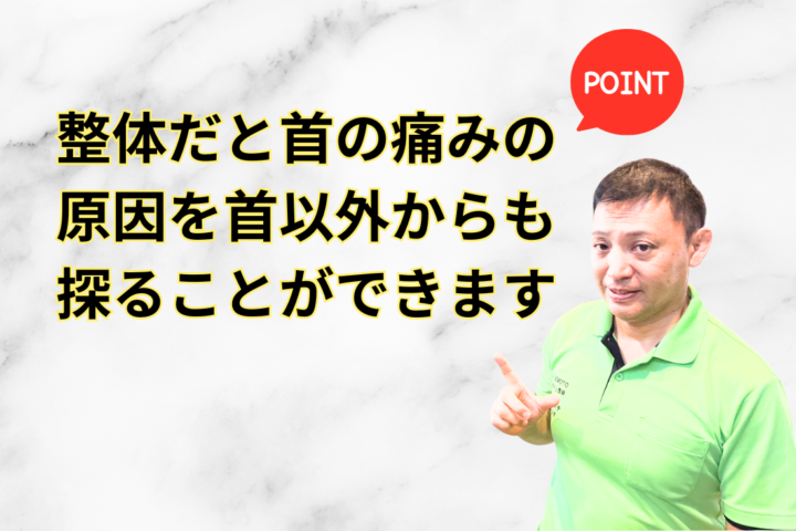 整体だと首の痛みの原因を首以外からも探ることができます