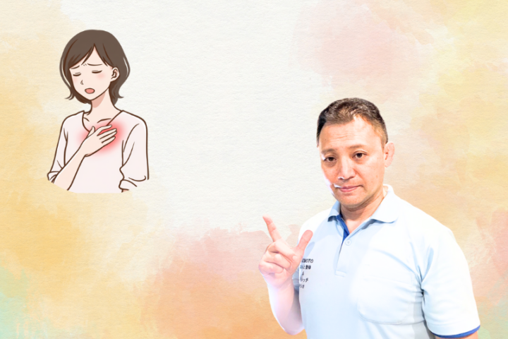 肋間神経痛の症状を整体師が説明している場面のイラスト