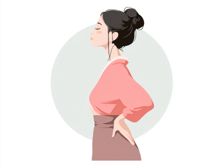 反り腰姿勢の女性イラスト｜腰痛や姿勢不良の原因になる骨盤前傾