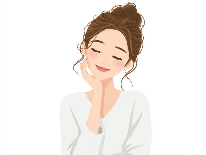 肋間神経痛が改善して安心した表情を見せる女性のイラスト