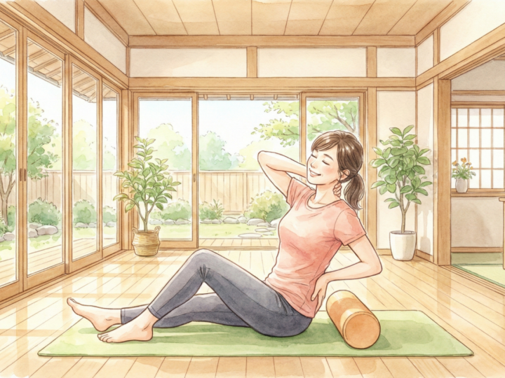 マットに座っている女性