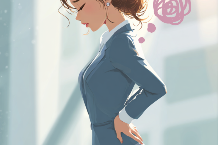 腰が痛い　悩んでいる女性　