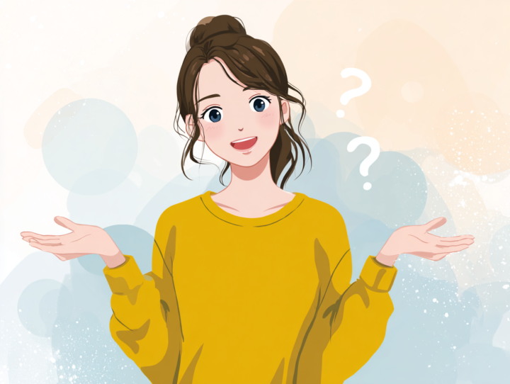疑問や質問を抱えている女性のイラスト