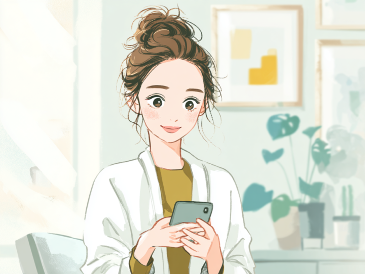 携帯を見ている女性