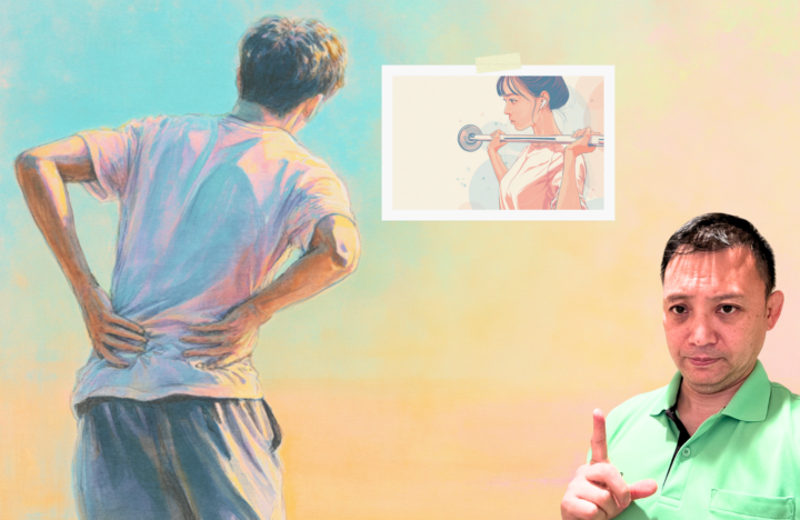 腰に手を当てている男性