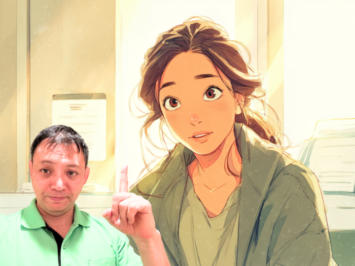 院長が腰痛と足首の関係を説明しているシーン。明るい背景で日本人女性のイラストとともに、足関節の重要性をわかりやすく伝える構図。ねもと整体&ストレッチスタジオの腰痛改善説明イメージ