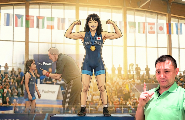 レスリングをしている女の子