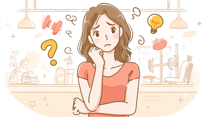 顎に手を当てている女性