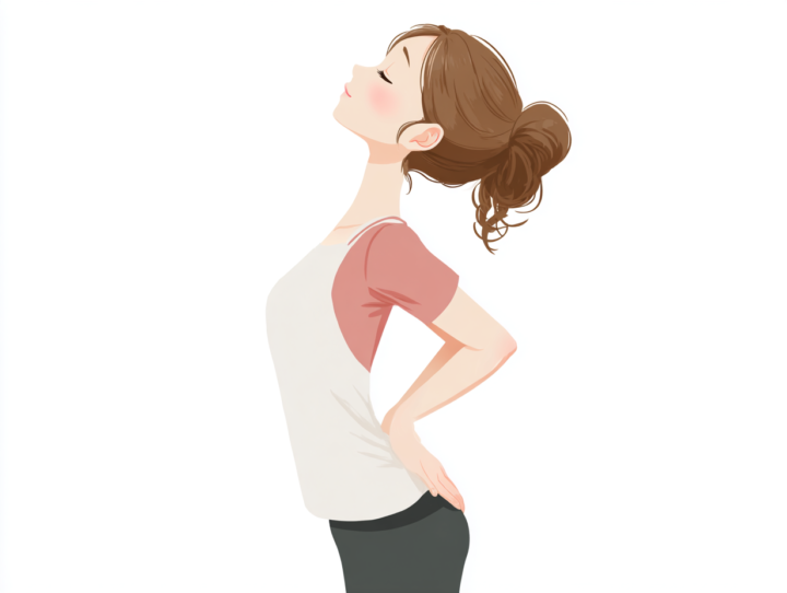 腰を反っている３０代女性