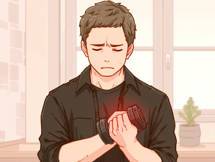 ダンベルを持っている男性