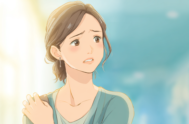 腱板損傷・腱板炎症で肩の痛みを訴える女性