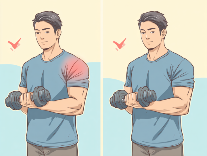 ダンベルを片手で持っている３０代の男性