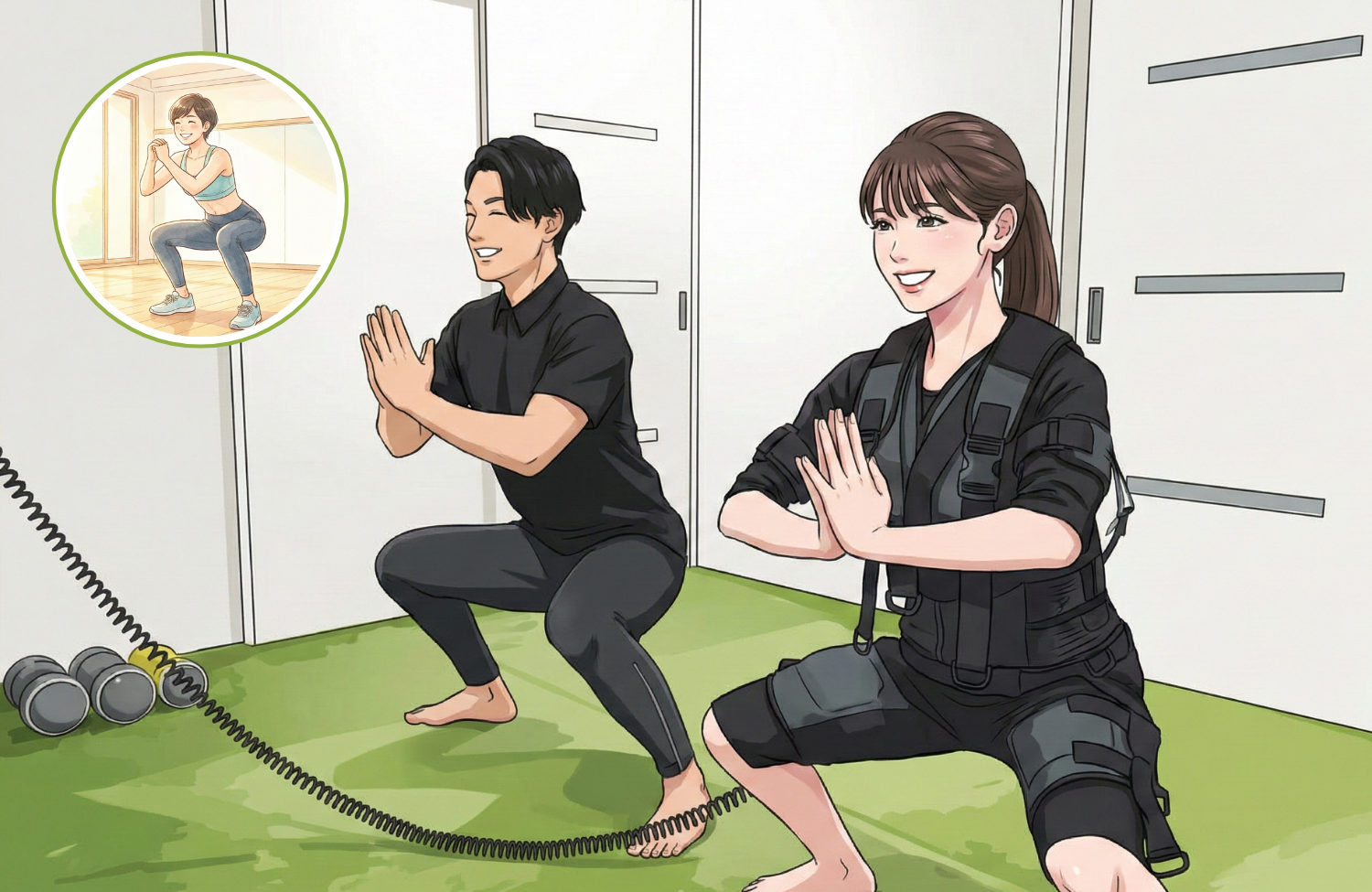 運動している30代の男女