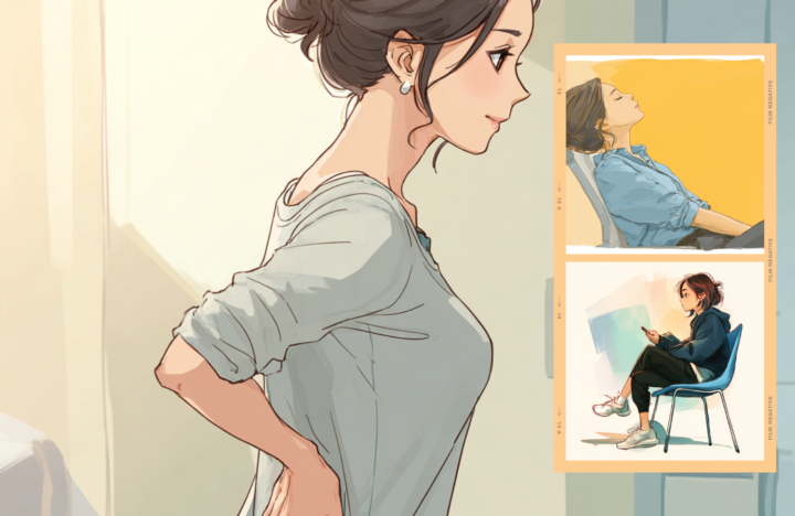 腰を抑えている女性