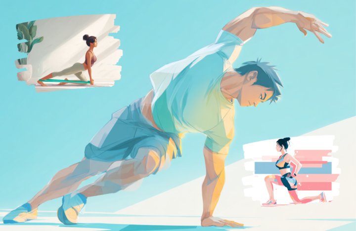 運動をしている男女