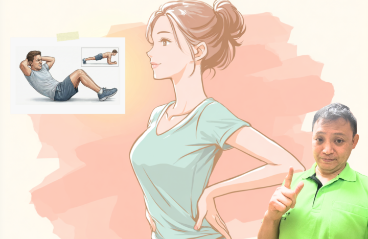 腰に手を当てている30代の女性