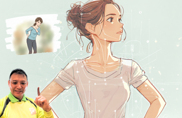 腰に手を当てている30代女性