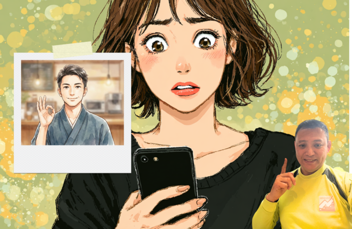 携帯を見ている女性