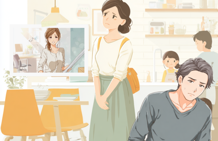 リビングで立っている女性