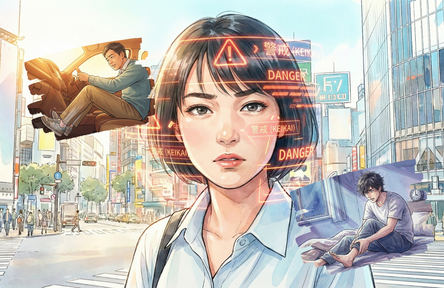 車の座席に座っている50代の男性