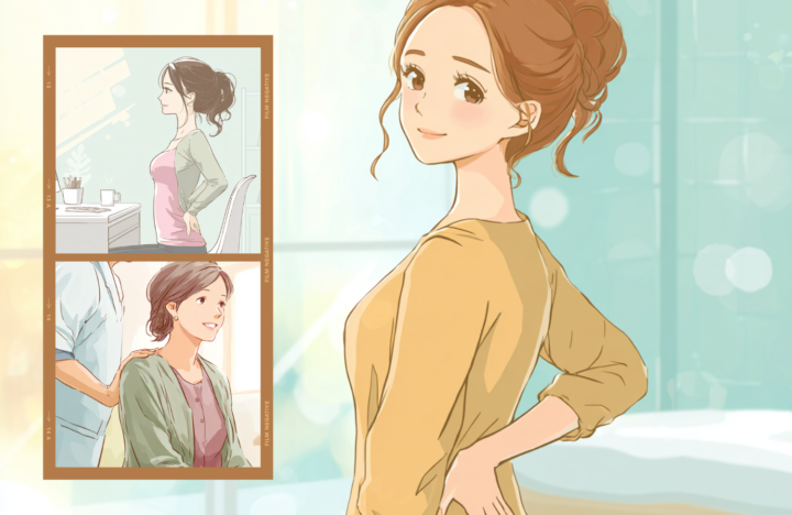 腰に手を当てている女性