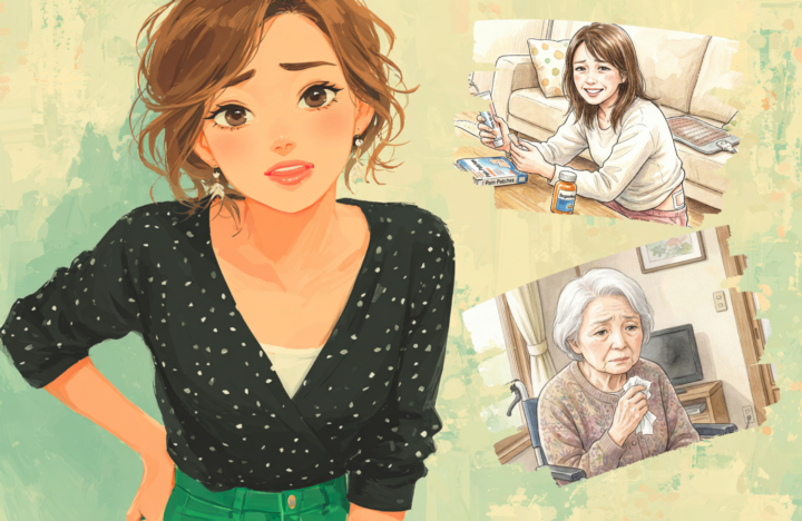 腰に手を当てている30代の女性